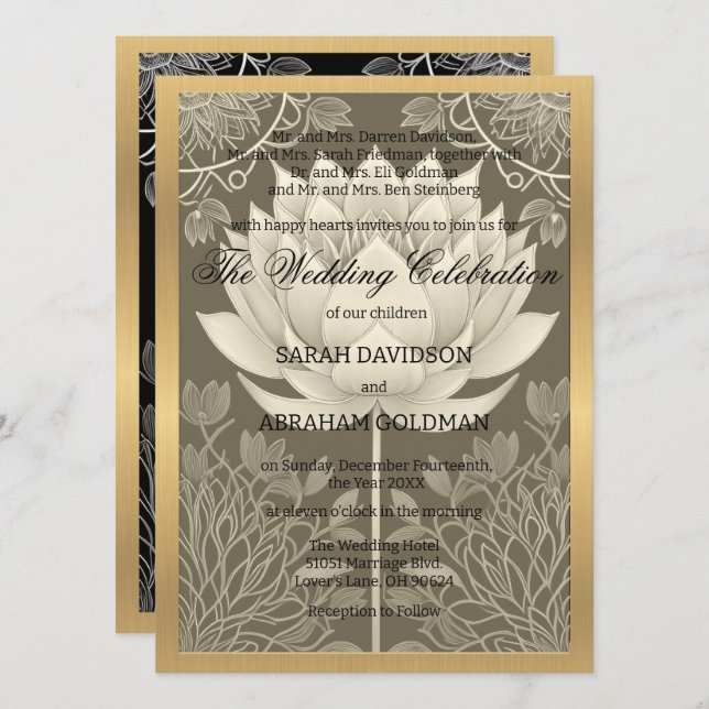 Invitaciones de matrimonio de padres divorciados c (Anverso / Reverso)