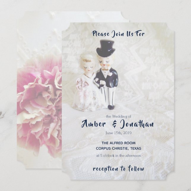 Invitaciones de matrimonio de pareja de palo de en (Anverso / Reverso)