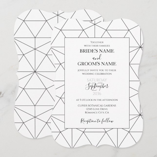 Invitaciones de matrimonio de patrones geométricos (Anverso / Reverso)