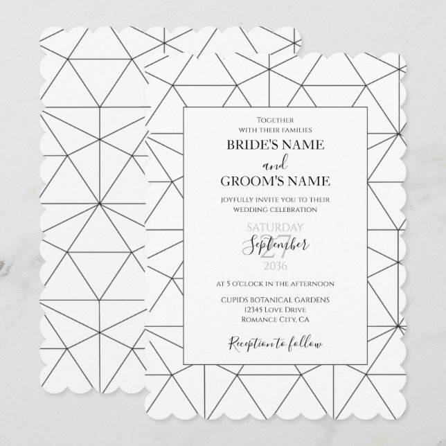 Invitaciones de matrimonio de patrones geométricos (Anverso / Reverso)