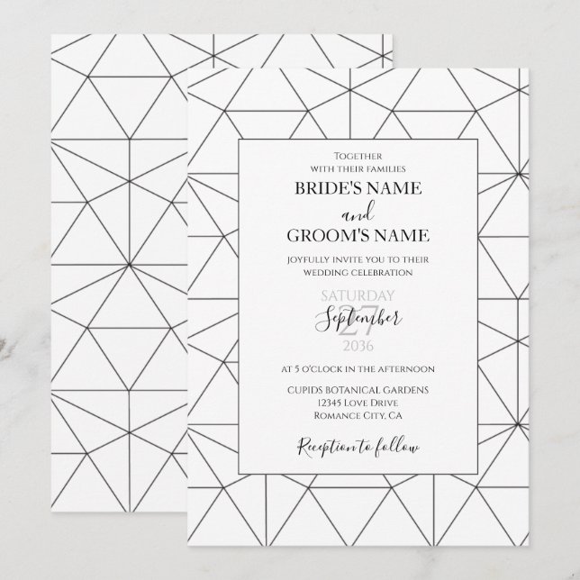 Invitaciones de matrimonio de patrones geométricos (Anverso / Reverso)