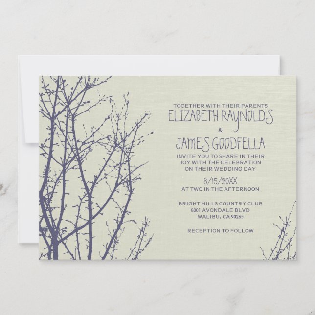 Invitaciones de matrimonio de ramas de árbol (Anverso)