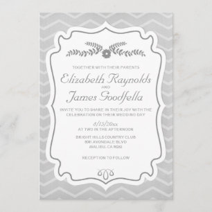 Invitaciones de matrimonio de rayas de chevron en