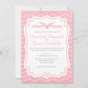 Invitaciones de matrimonio de rayas de chevron ros