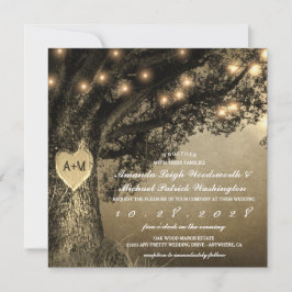 Invitaciones de matrimonio de roble tallado rústic