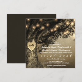 Invitaciones de matrimonio de roble tallado rústic