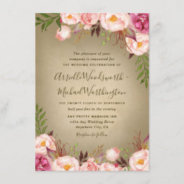 Invitaciones de matrimonio de Rosa de Peony de la 