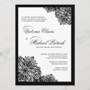 Invitaciones de matrimonio de script de encaje neg