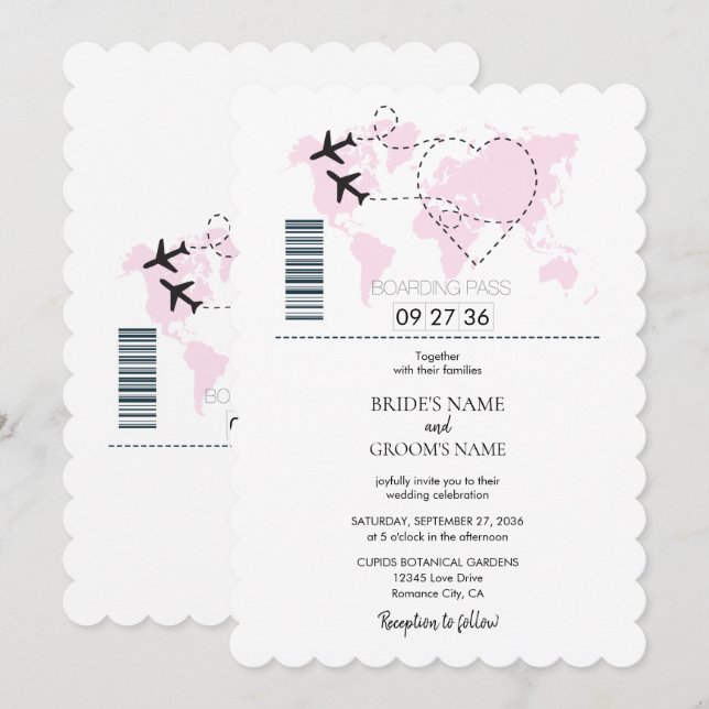 Invitaciones de matrimonio de tarjetas de embarque (Anverso / Reverso)