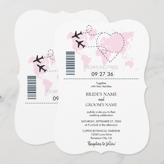 Invitaciones de matrimonio de tarjetas de embarque (Anverso / Reverso)