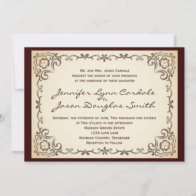 Invitaciones de matrimonio de tramas de desplazami (Anverso)