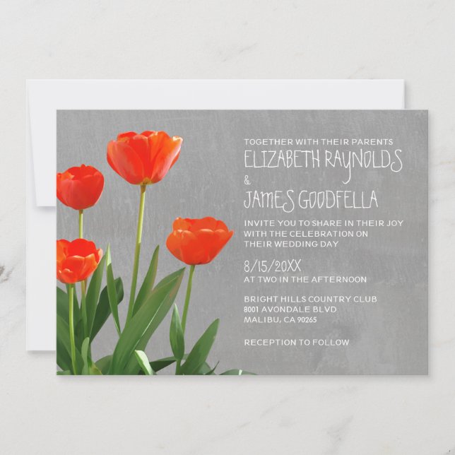 Invitaciones de matrimonio de tulipanos (Anverso)