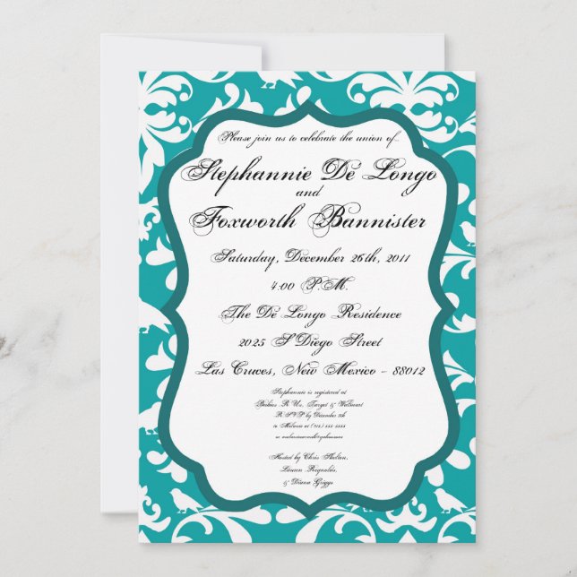 Invitaciones de matrimonio elegantes para la encaj (Anverso)