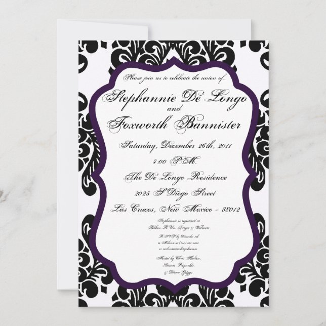 Invitaciones de matrimonio elegantes para la encaj (Anverso)