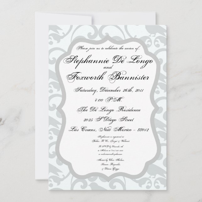 Invitaciones de matrimonio elegantes para la encaj (Anverso)