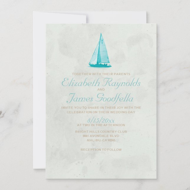 Invitaciones de matrimonio en barcos de país (Anverso)