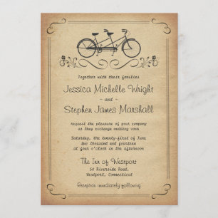 Invitaciones de matrimonio en bicicleta de tándem