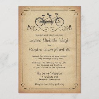 Invitaciones de matrimonio en bicicleta de tándem