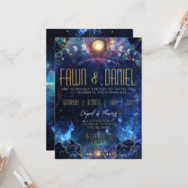 Invitaciones de matrimonio en fase celestial de la