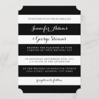 Invitaciones de matrimonio en franjas blancas y ne