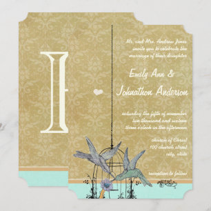 Invitaciones de matrimonio en jaula de pájaros vei