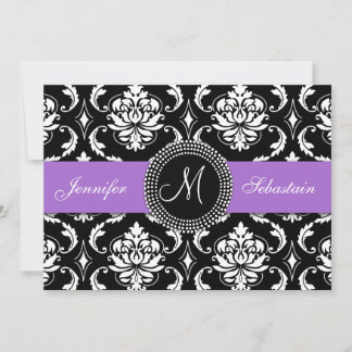 Invitaciones de matrimonio en monograma Damasco mo