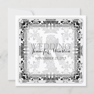 Invitaciones de matrimonio en monograma de B&W Dam