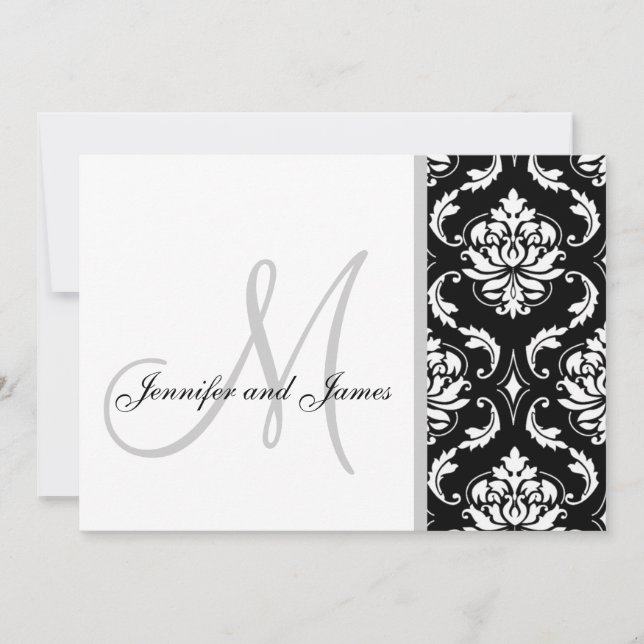 Invitaciones de matrimonio en monograma negro de D (Anverso)