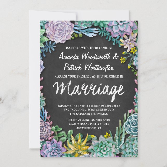 Invitaciones de matrimonio exitosas y de pizarra (Anverso)
