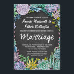 Invitaciones de matrimonio exitosas y de pizarra<br><div class="desc">Suculent and Chalkboard Wedding Invitation - presenta un fondo de pizarra con suculentos acuarelas y tipografía tipográfica. Vea la colección de diseño coincidente completa en esta página.</div>