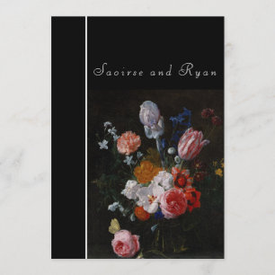 Invitaciones de matrimonio floral oscuro multicolo