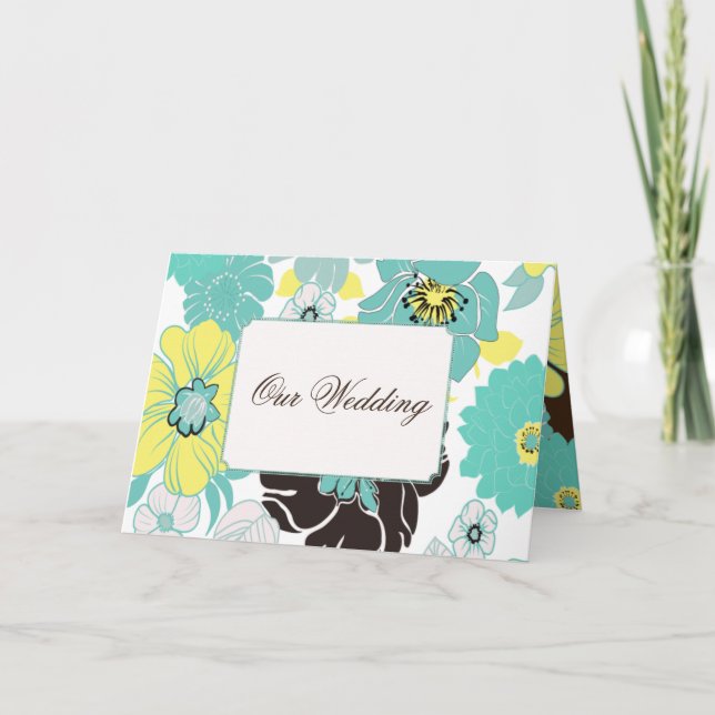 Invitaciones de matrimonio ~ florals azules amapol (Anverso)