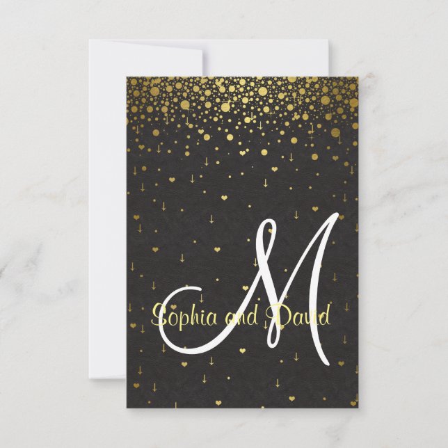 Invitaciones de matrimonio| Gold Glam Confetti RSV (Anverso)