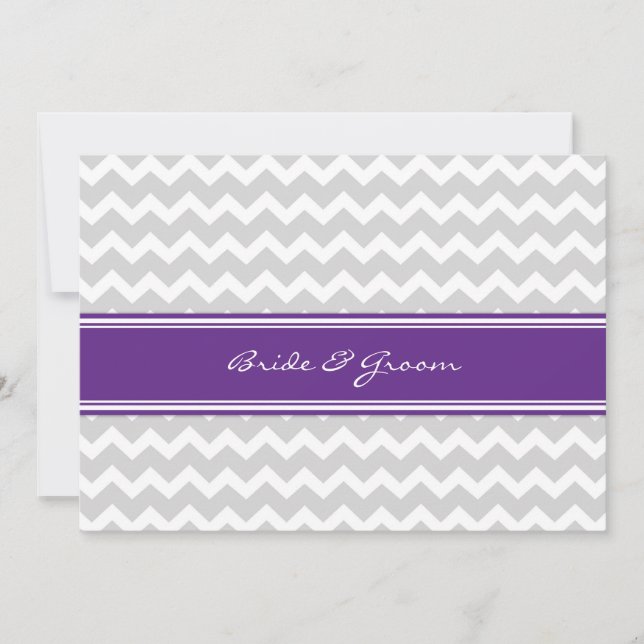 Invitaciones de matrimonio Gray Plum Chevron (Anverso)