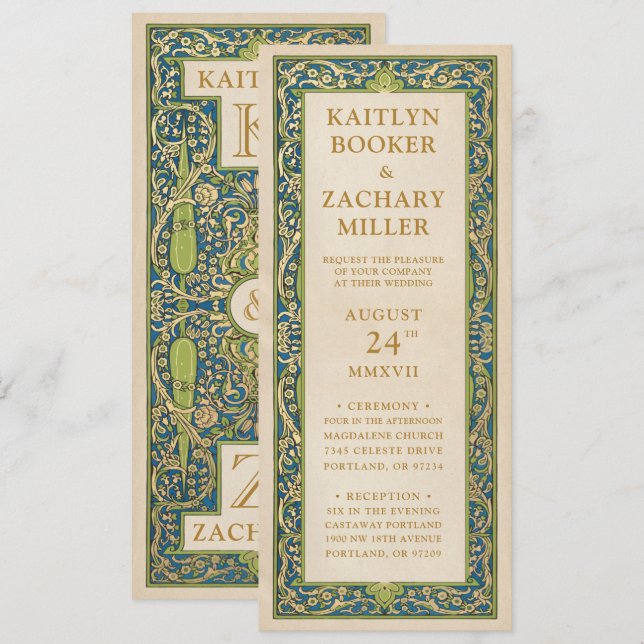 Invitaciones de matrimonio| Jardín iluminado (Anverso / Reverso)