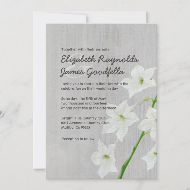 Invitaciones de matrimonio jazmín vintage (Anverso)