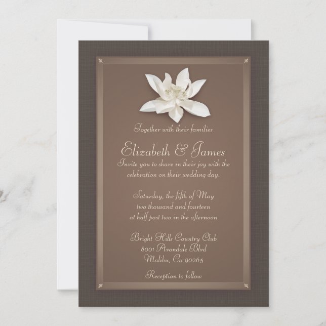 Invitaciones de matrimonio marrón (Anverso)