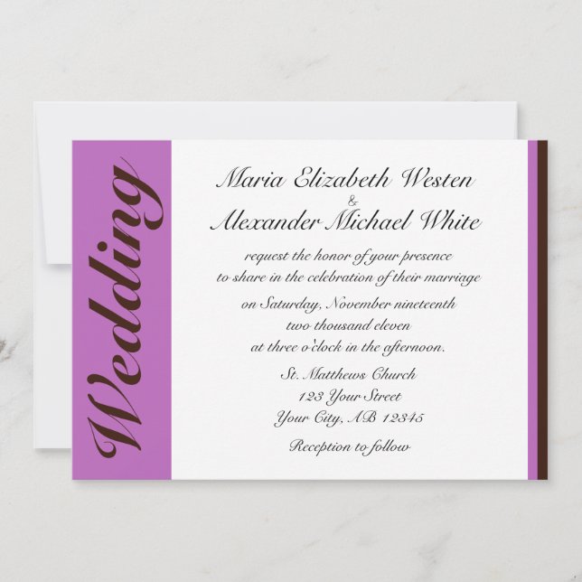 Invitaciones de matrimonio marrón de chocolate con (Anverso)