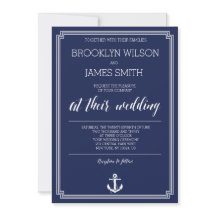 Invitaciones de matrimonio náutico con marco blanc
