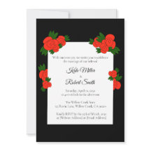 Invitaciones de matrimonio negro y Rosa con RSVP