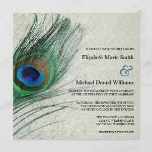 Invitaciones de matrimonio para damasco de pavo re