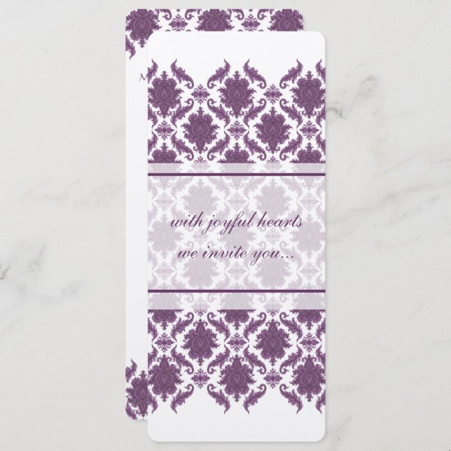 Invitaciones de matrimonio para damasquinados púrp (Anverso / Reverso)