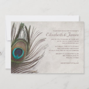Invitaciones de matrimonio para plumas de pavo rea