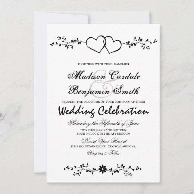 Invitaciones de matrimonio para ramas florales de  (Anverso)
