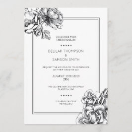 Invitaciones de matrimonio para Rosas florales mon