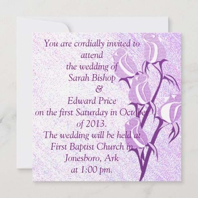 Invitaciones de matrimonio personalizado con Rosa  (Anverso)