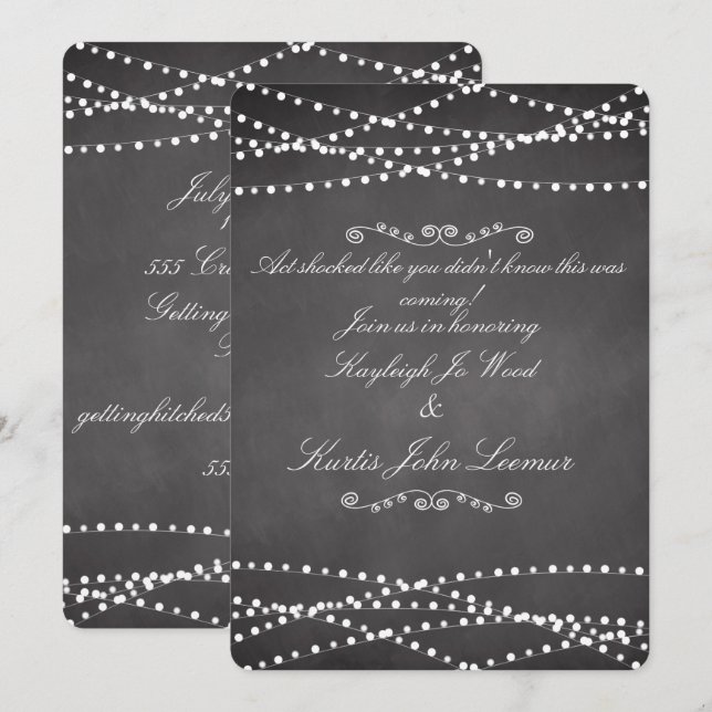 Invitaciones de matrimonio personalizado de Chalkb (Anverso / Reverso)