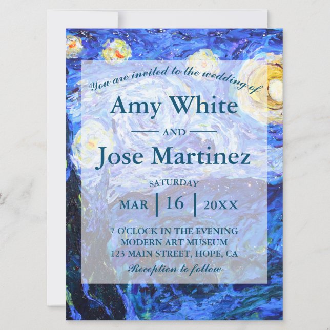 Invitaciones de matrimonio personalizado de noche  (Anverso)