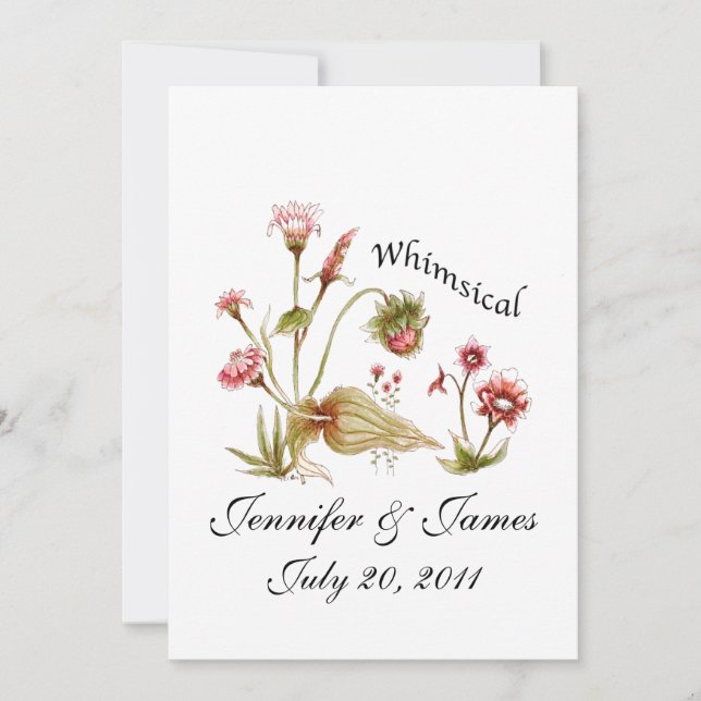 Invitaciones de matrimonio pintadas flores silvest (Anverso)