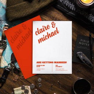 Invitaciones de matrimonio retro de Moda mínima